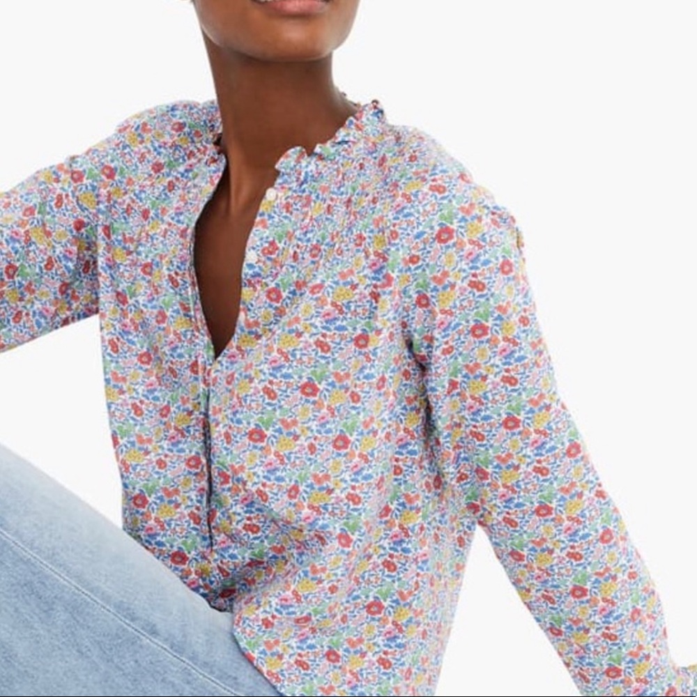 J Crew - Liberty Arts Margaret Annie Print Popover Blouse - Size 6